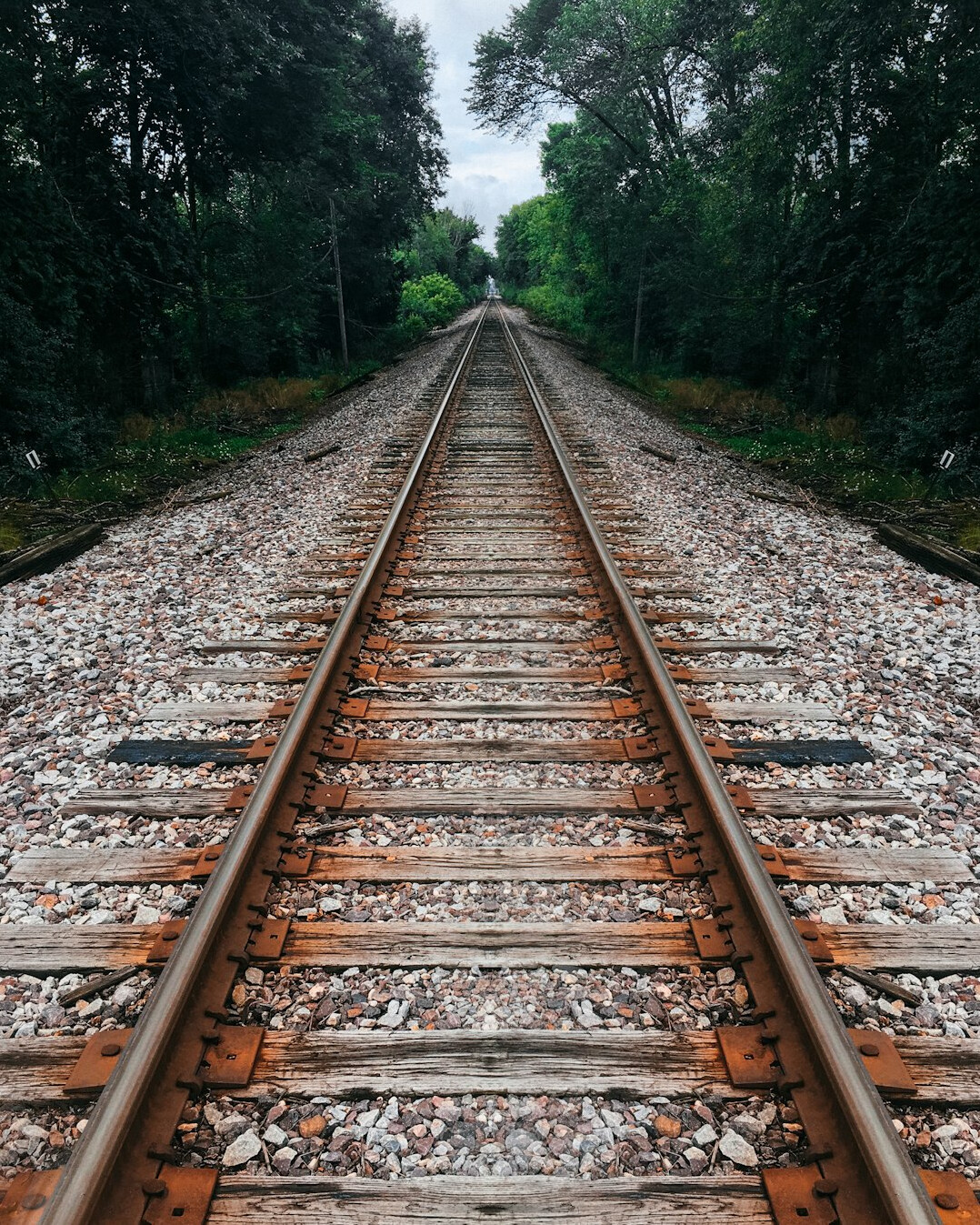 Old railway tracks leading into the distance