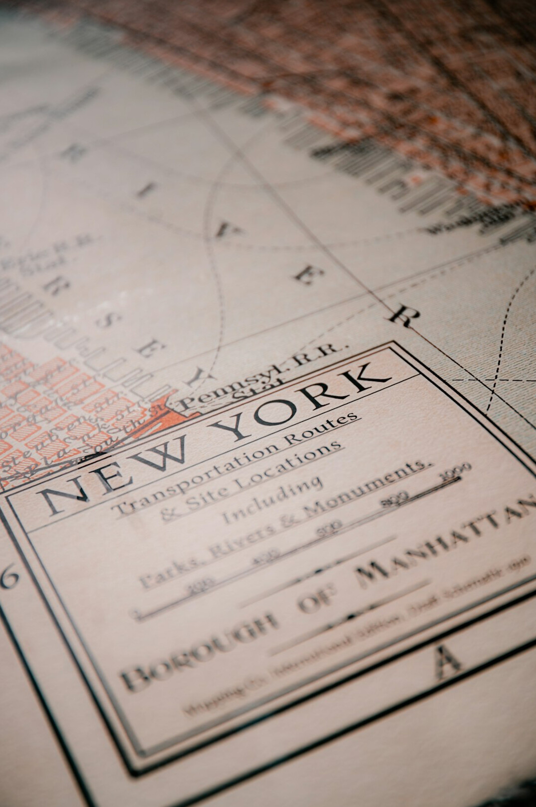 Vintage paper map spread on a table