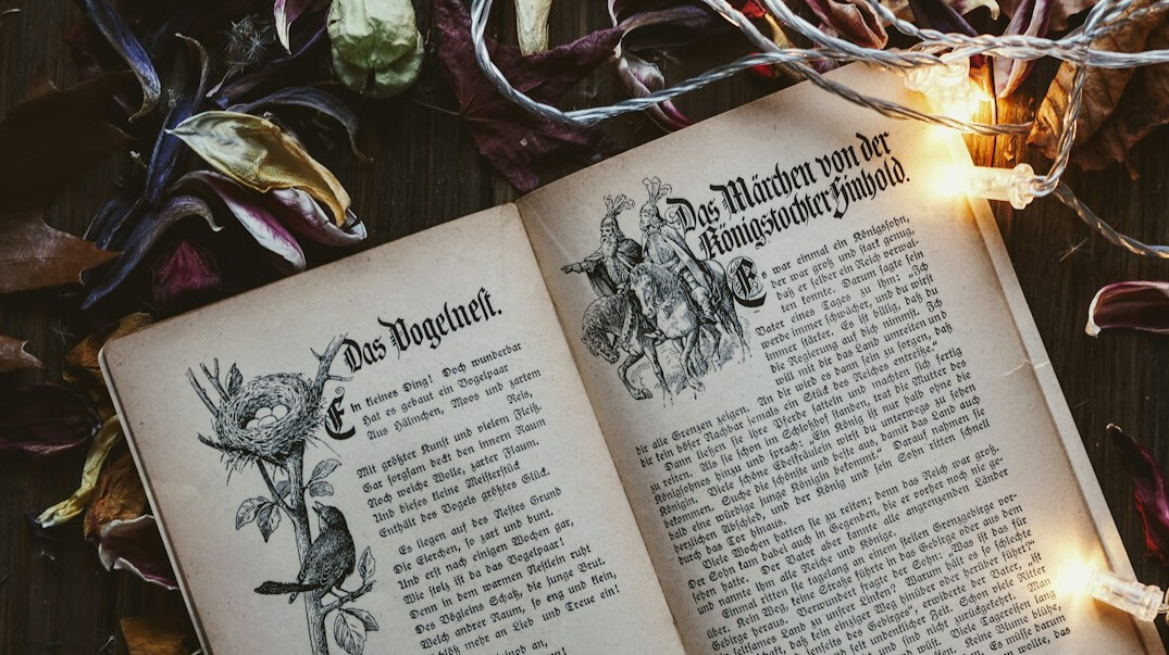 Open vintage book with visible pages