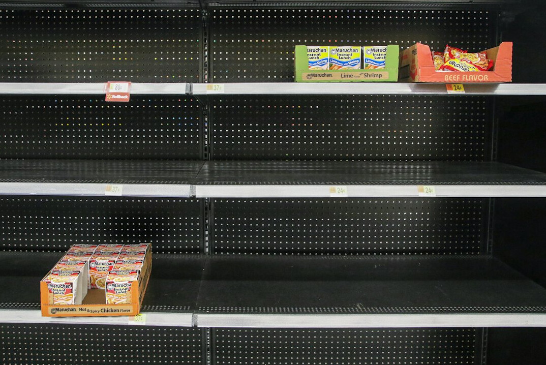 empty store shelves at night