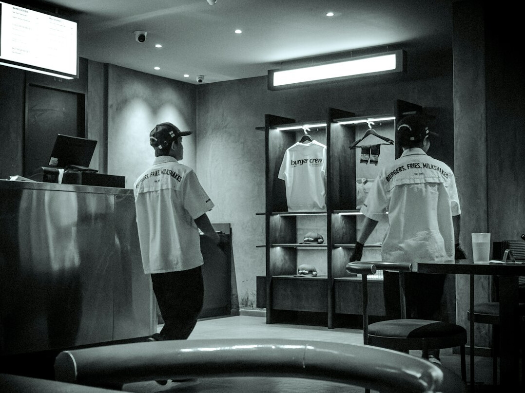 store interior with cameras